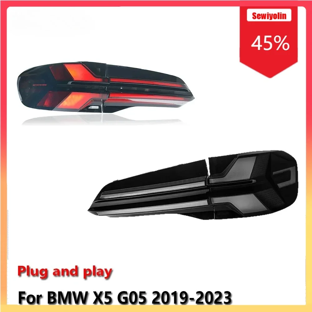 

Автомобильные светодиодные задние фонари в сборе для BMW X5 G05 2019-2023, задние противотуманные фары DRL, стоп-сигнал поворота Plug and Play