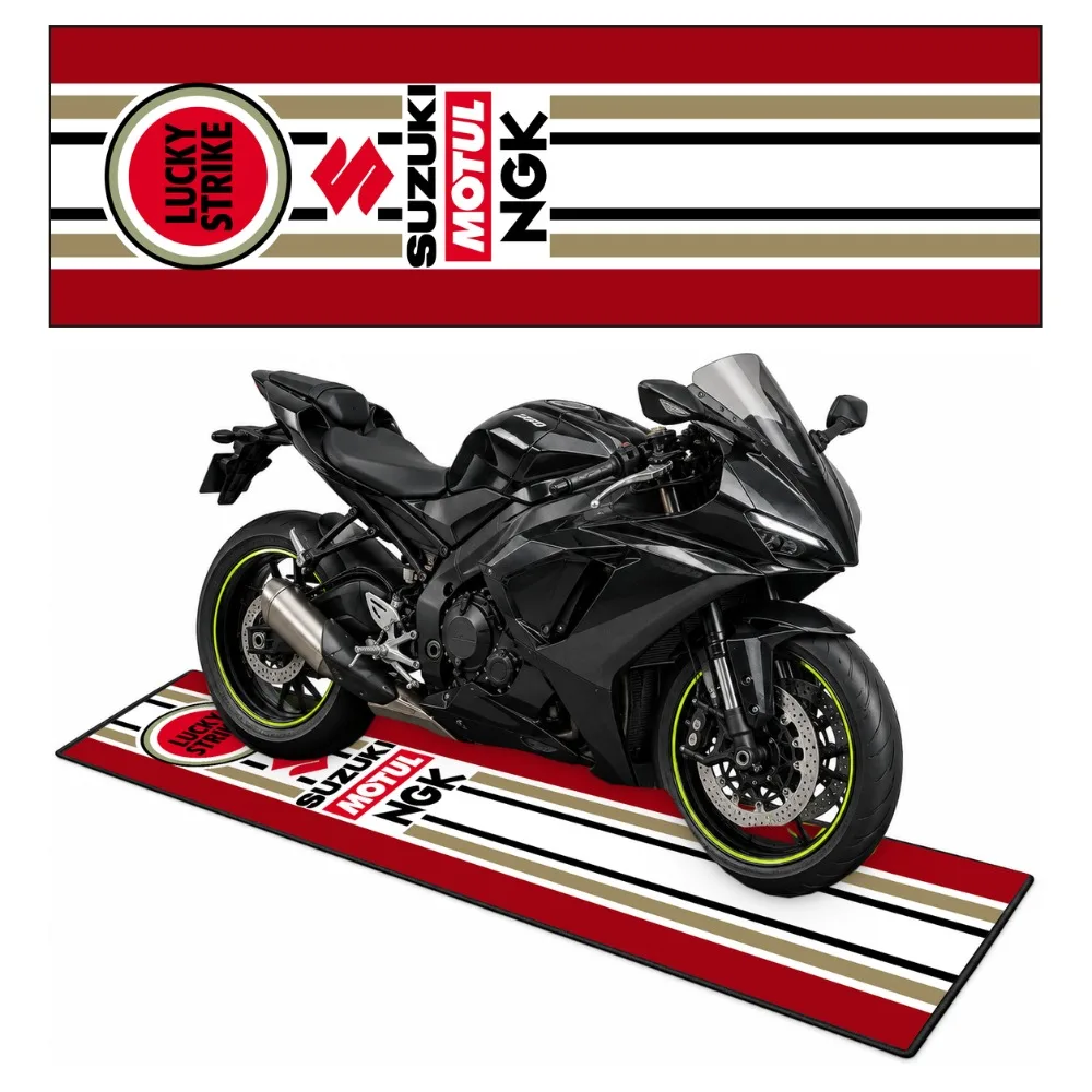 Motorcycle Floor Mat Racing Style Garage Carpet Motorbike Parking Display Rug Long Runner for Workshop Entrance Home Decor