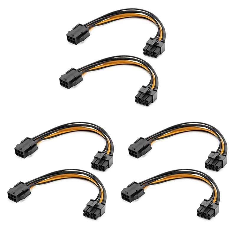 

6 Pack Graphics Card 6 Pin To 8 Pin Pcie Adapter Power Cable (GPU Video Graphics Card Power Cable) 7.8 Inch