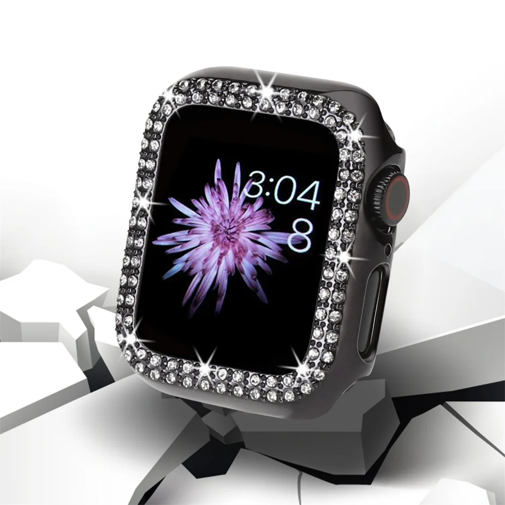 Leather Strap + Diamond Case for Apple Watch 49mm 45mm 41mm 44mm 40mm 42mm 38mm Bracelet Belt iWatch Series Ultra 8 7 SE 6 5 4 3