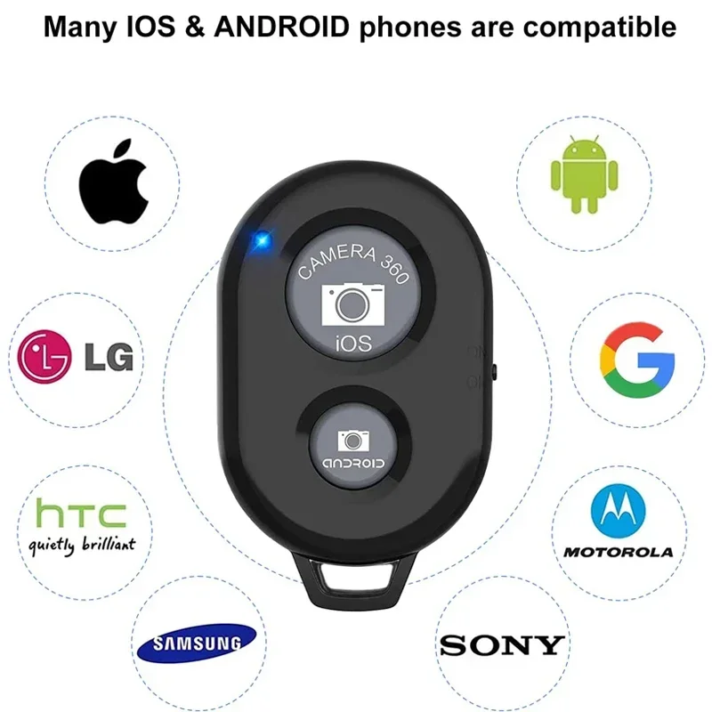 جهاز تحكم عن بعد لكاميرا بلوتوث للهواتف الذكية، تحكم لاسلكي متوافق مع هاتف iPhone Android للصور فيديو النقر