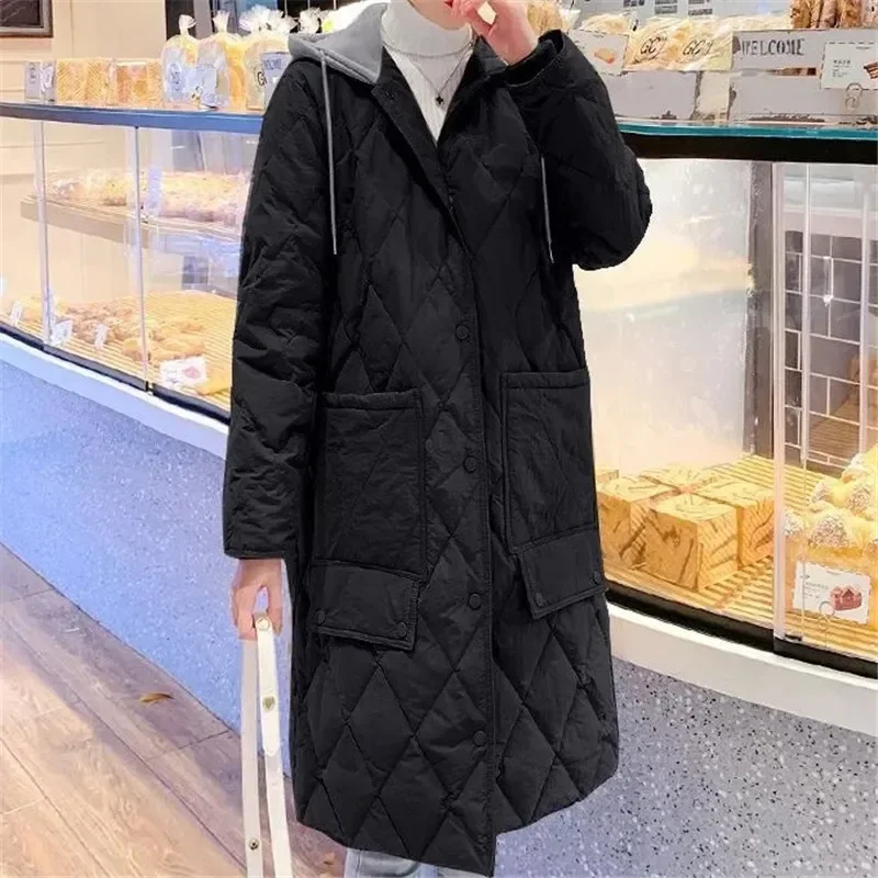 

2025 Autumn Winter New Cotton Jacket Women's Clothing Medium Length Loose Warm Coat Casual Fashion Hooded Cotton Overcoat Female