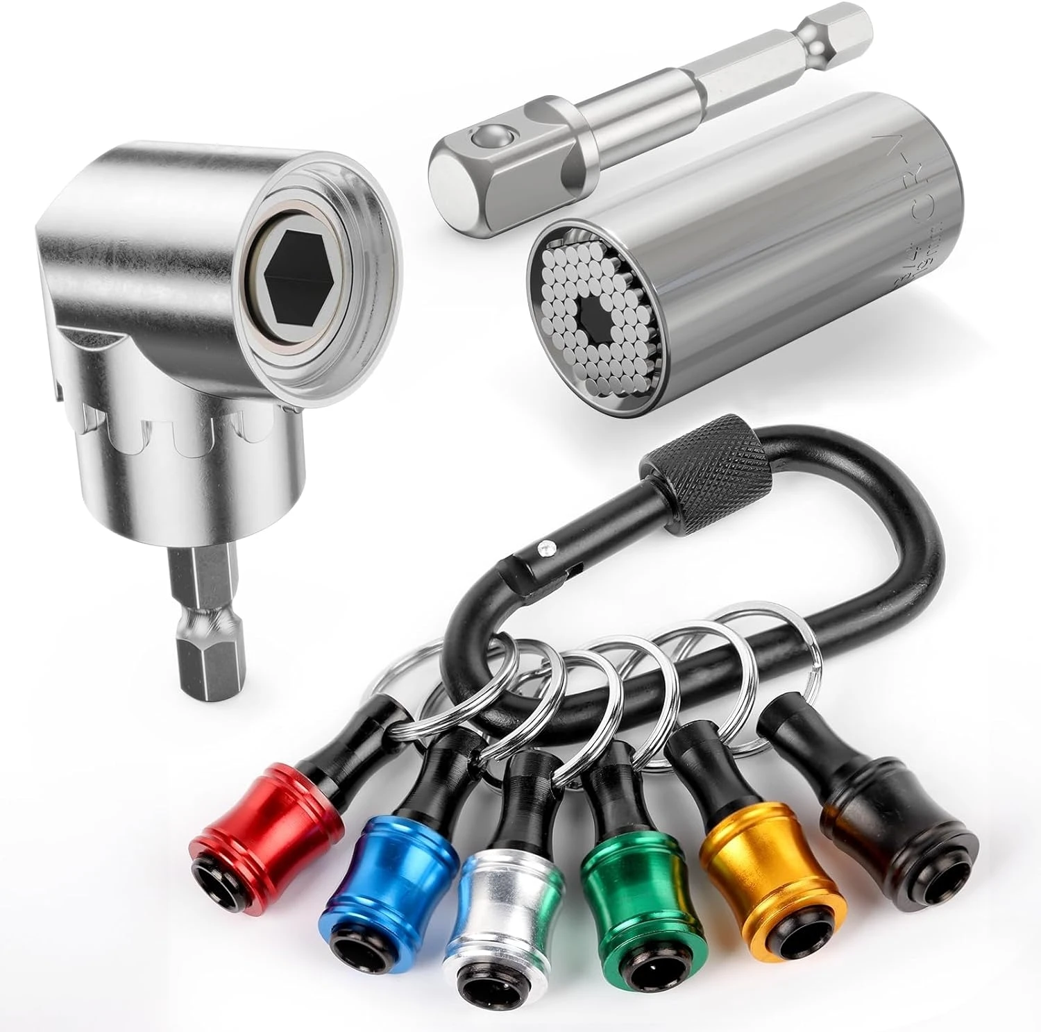 

Tools Set Gifts for Men, 7mm-19mm Universal Socket Ratchet Adapter Socket Wrench, 1/4 inch Screwdriver Drill Bit Holder