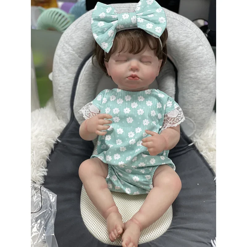 

48CM Silicone Reborn Baby Doll Loulou 3D-Paint with Visible Veins Soft Toy Like Real Sleeping Alive Kids Boneca Art Bebe