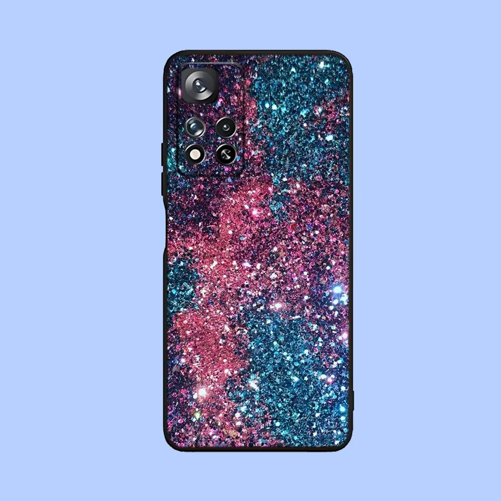 Glitter Sand Printing Art Phone Case For Samsung Galaxy A13,A21s,A22,A31,A32,A52,A53,A71,A80,A91 Soft Black Cover