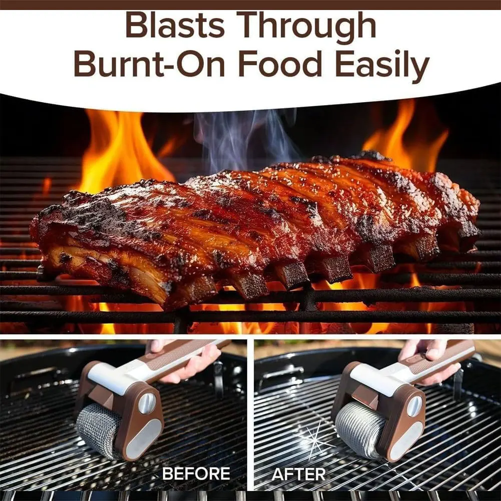 Electric Grill Cleaner Cordless Electric Grill Cleaning Scrub Brush with LED Light for Outdoor Grill