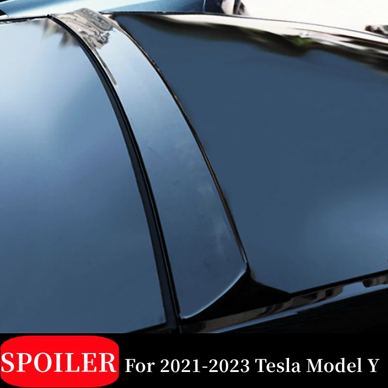 For 2021 2022 2023 Tesla Model Y Rear Roof Window Trunk Lid Car Sport Spoiler Wings Black Carbon Exterior Tuning Accessories