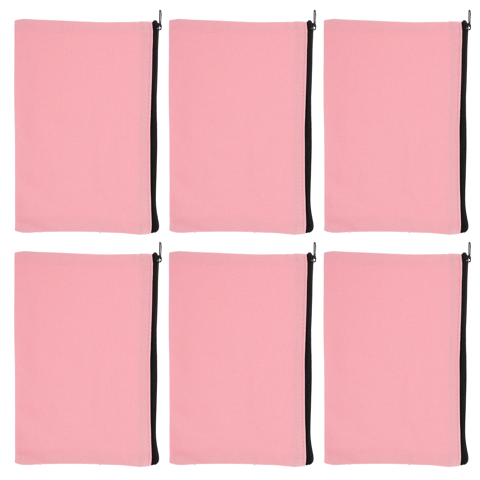 6 個ピンクキャンバス化粧バッグセットジッパーポーチ化粧品整理用文具工芸品旅行収納トートペンケース