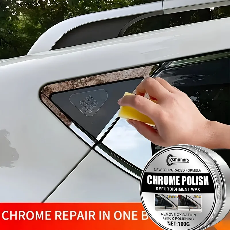1pc 100g Automotive Chrome Plated Parts Restoration & Polishing Cream - Scratch Remover for Car Door Handles, Window Frames, Log view 4