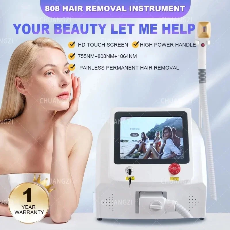 Professional 808 Diode Hair Removal Machine Permanent Best Painless Freezing depilate Skin Care Device 3 Wavelength 1064 755nm