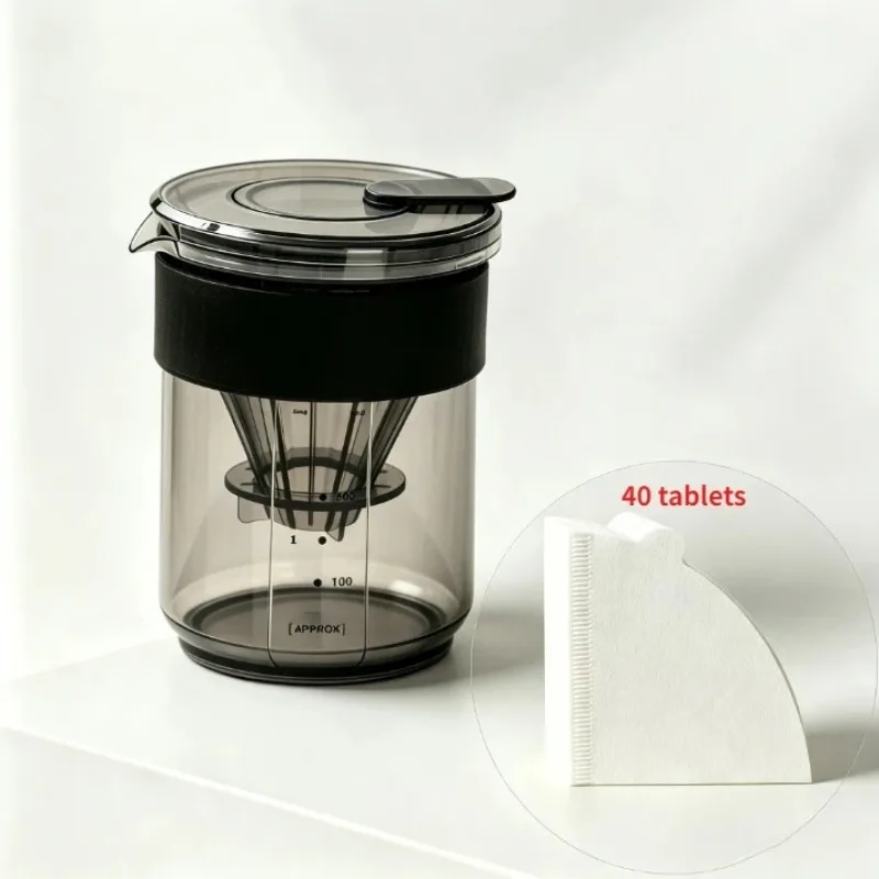 Portable Pour Over Coffee Maker for Camping,3-in-1 Integrated 10g Measuring Spoon,Filter Funnel ,Brew Cup,40pcs Paper Filters