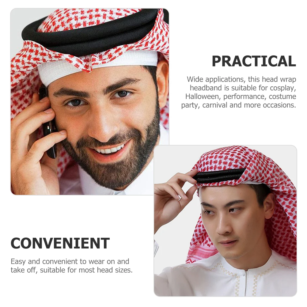 

Black 48CM Headband Scarf Arab Costume Accessory for Men PU Material Head Wrap Rope Easy to Wear Masquerade Party Prop