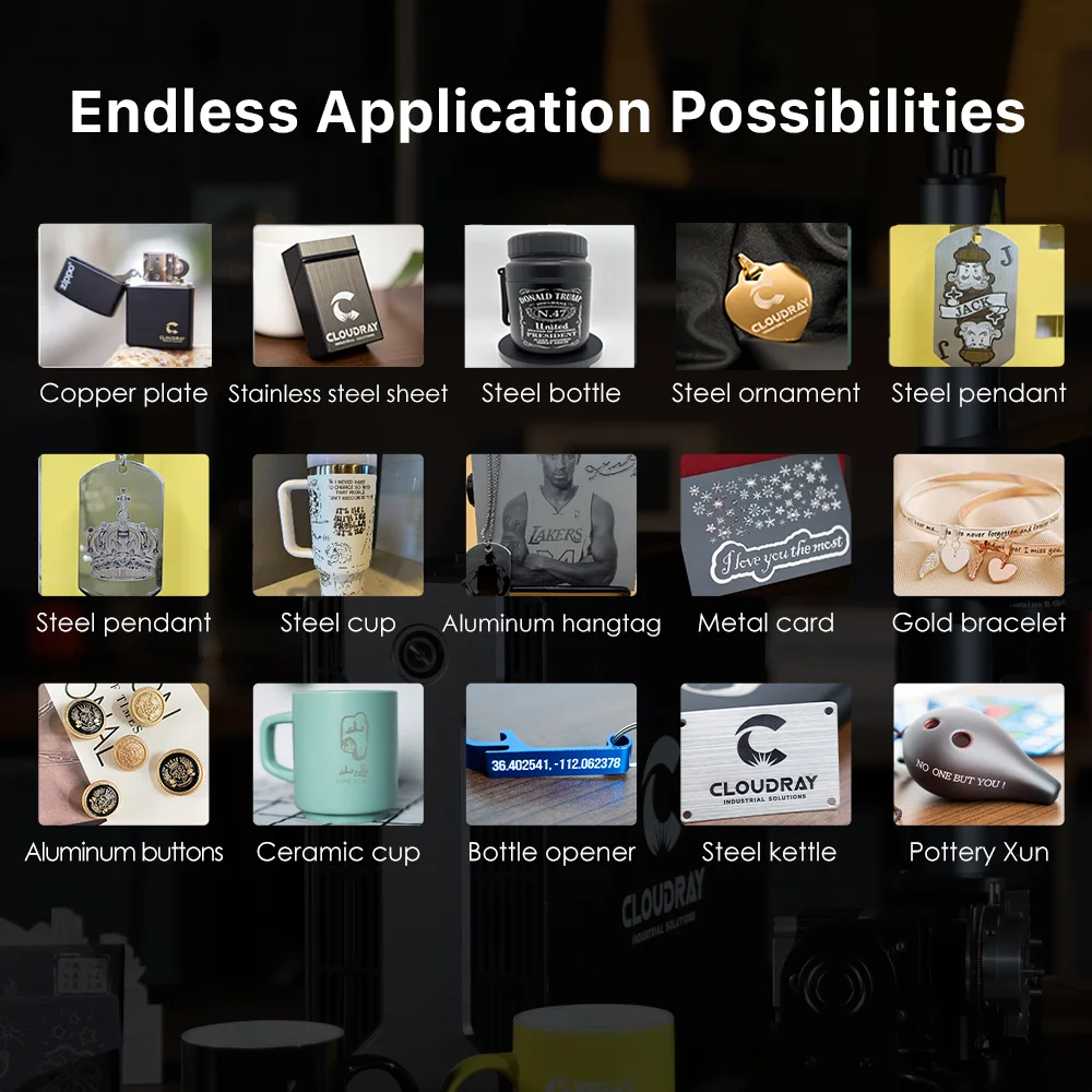 Cloudray 30 واط 50 واط 60 واط آلة التعليم بليزر الألياف Raycus MAX JPT لقطع المجوهرات الذهب والفضة الفولاذ المقاوم للصدأ النحاس الألومنيوم