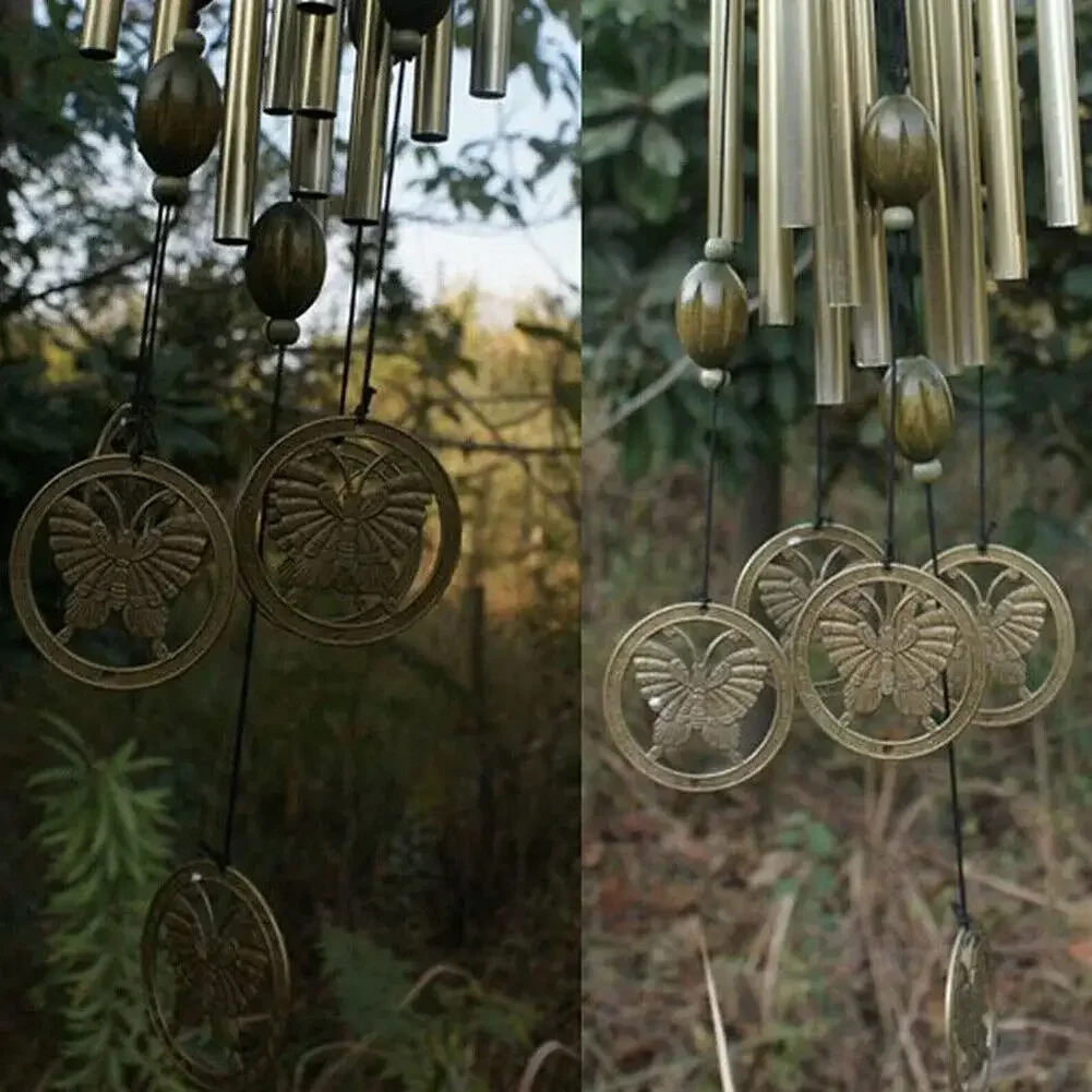 1 X Windchime Large Wind Chimes Bell Stainless Butterfly 12 Tube Outdoor Windchime Garden Yard  9.5cm*60cm*13cm High Quality