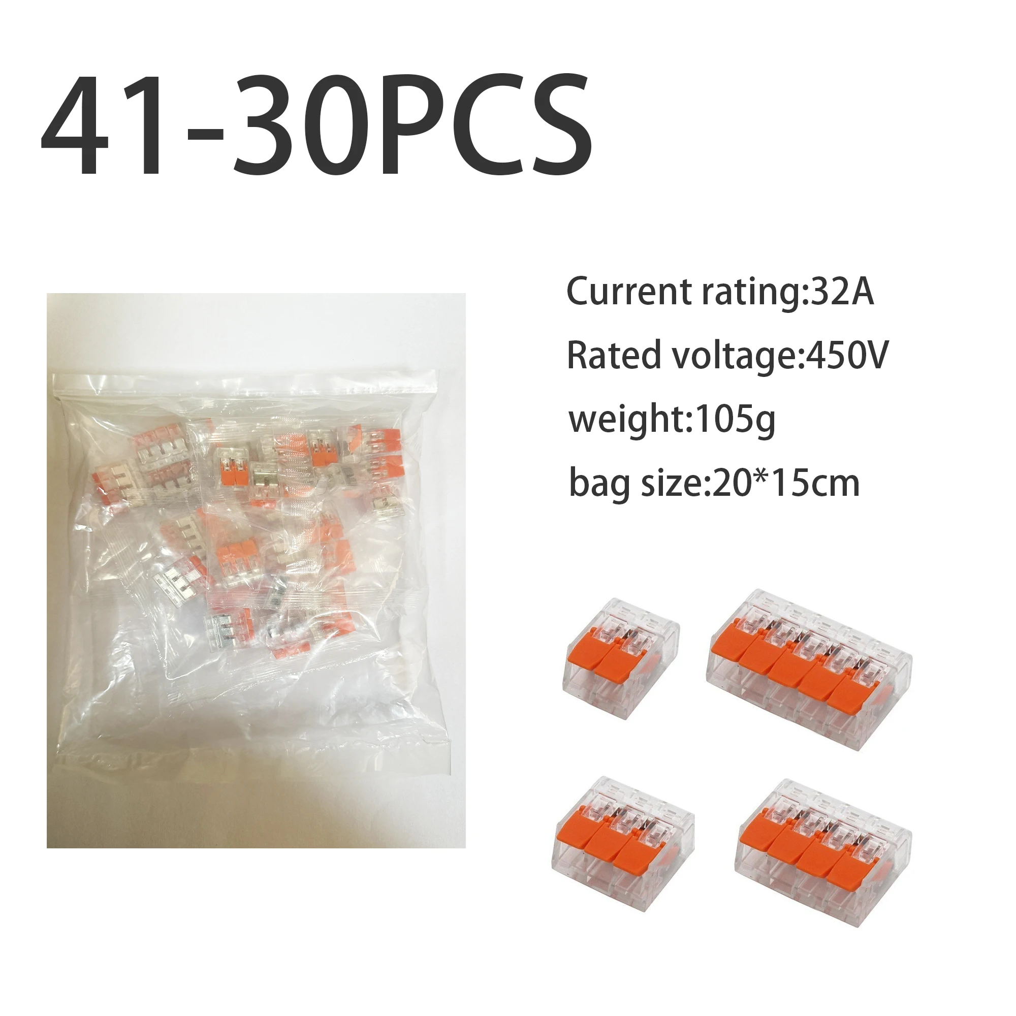 30 Pcs 32A Wire Connectors Compact Splice Connectors Quick Cable Connectors Light Terminal Connections