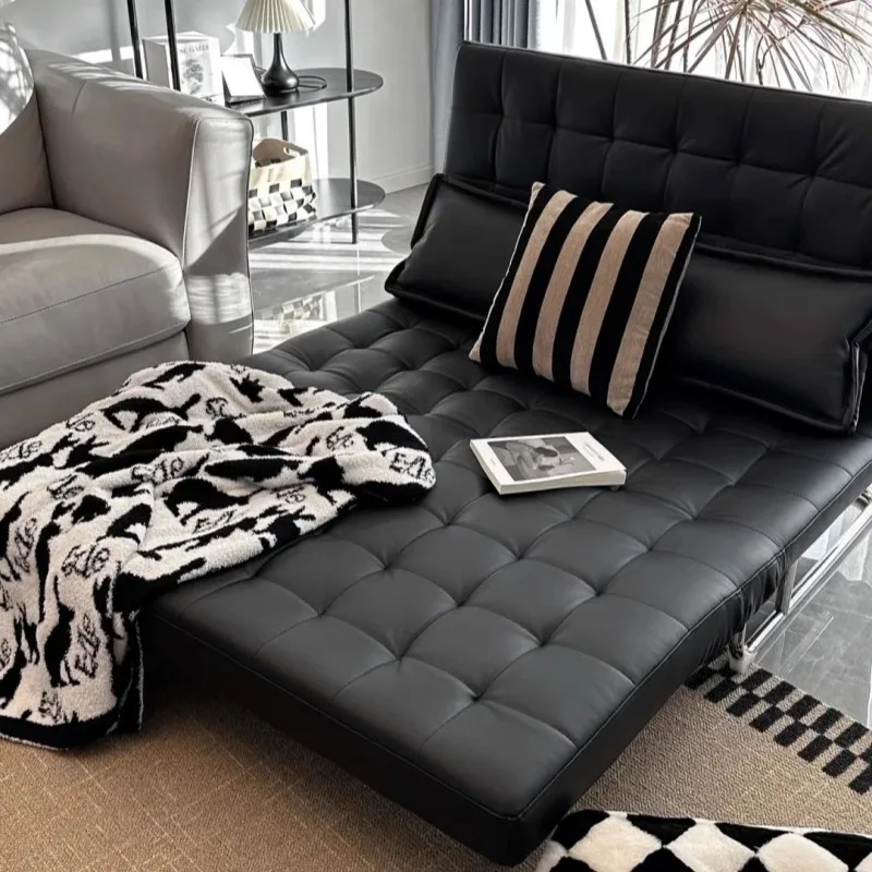 Folding sofa bed single small apartment living room, black small sofa bed study dual-purpose