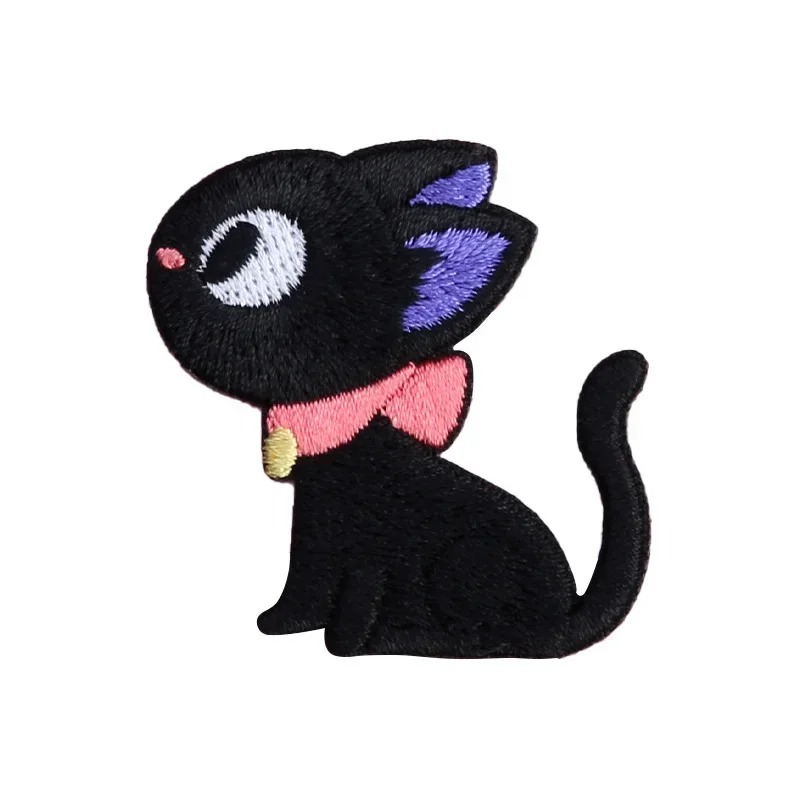 Cute Cartoon Self-adhesive Big-eyed Cat Patch Stickers T-shirt Clothes Pants Bag Embroidery Black Patch Cloth Stickers Animal - Image 5