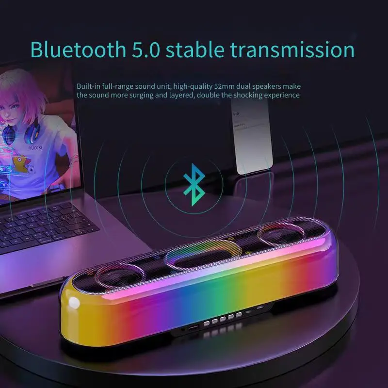 New TWS colorful RGB light Bluetooth speaker, multi-functional high-volume subwoofer audio system, outdoor desktop