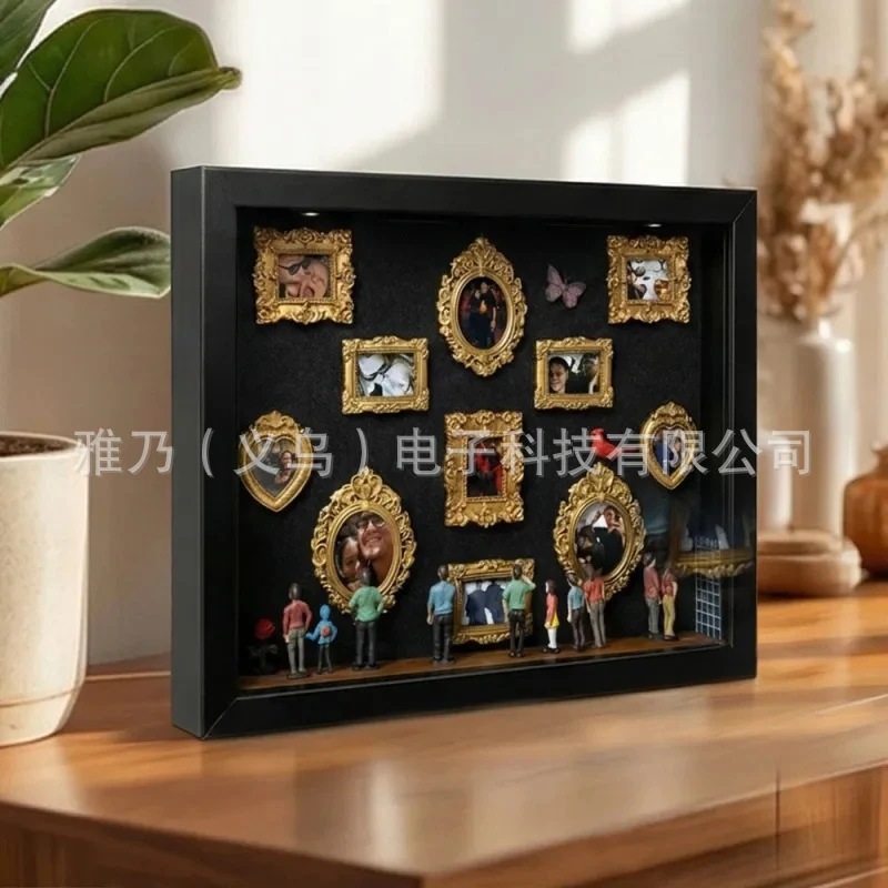 DIY Mini Museum Silhouette Box Memory Display Kit Romantic Valentine's Day Gifts With Miniature Statue And Gold Frame Gift