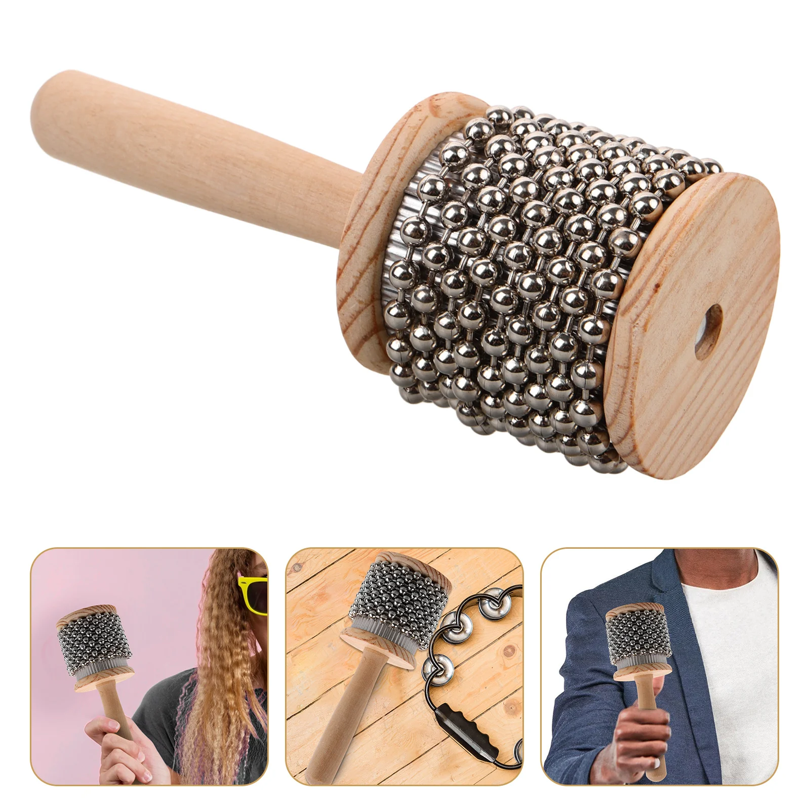 

Percussion Plaything Creative Musical Baby Toys Handheld Cabasa Stainless Steel Portable Wooden 6cm Original Color Kids