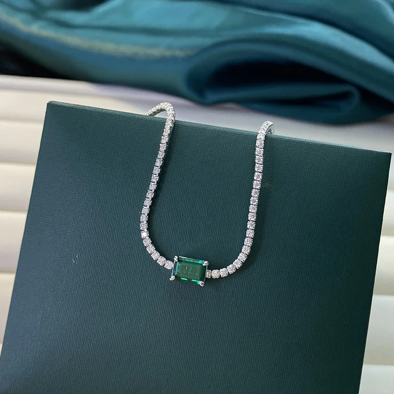 Vintage Lab Grown Emerald Tennis Bracelet White Gold Plated 925 Silver Bracelets for Women 6.7In 7.5In