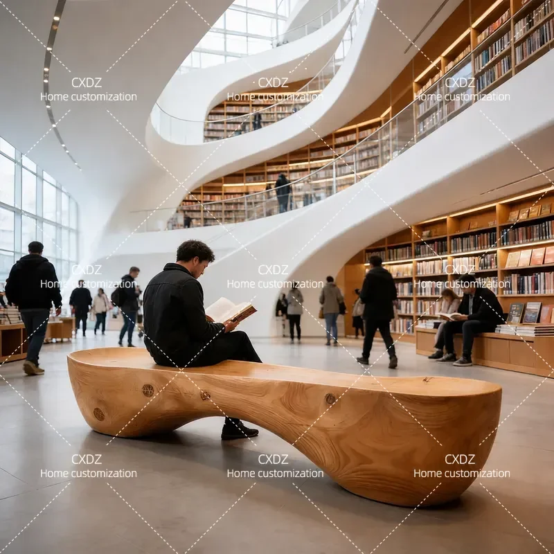 Shopping Mall Woodcraft Lounge Chairs Hotel Lobby Museum Library Theater Exhibition Hall Sales Office Public Space Bench