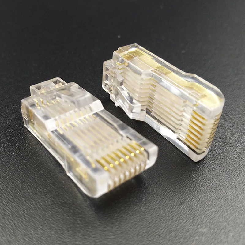 10PCS RJ45 Connector Frequency Control panel component Connector Converter Plug Radian Angle For Male To Male Modular L=26mm