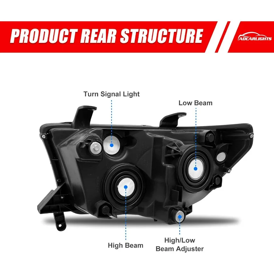 متوافق مع مصابيح تويوتا تندرا 2007-2013 (نماذج تسوية المصابيح الأمامية W/o) 2008-2017 المصابيح الأمامية تويوتا سيكويا (12-14 موديلًا بدون #4
