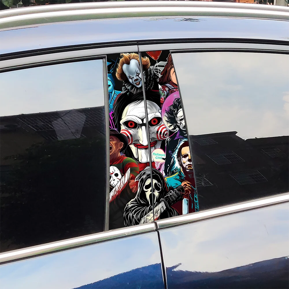 Personaggio horror Fantasma Adesivi per auto Halloween Auto B Pilastro Decorazione impermeabile Copertura Graffi Porte auto Pilastro Protezione solare Decalcomanie