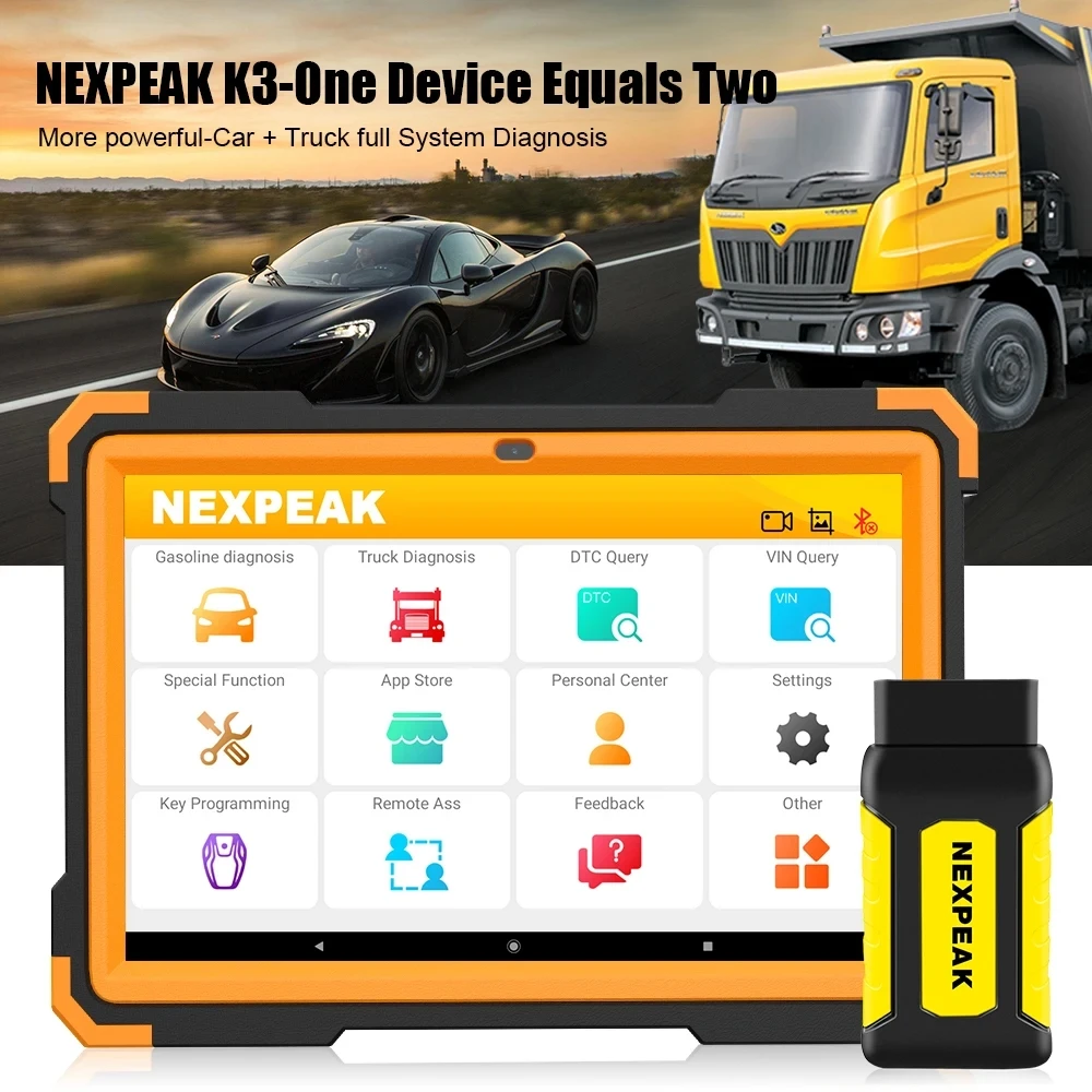 NEXPEAK K3 OBD2 Scanner Heavy Duty Diagnostic Tool For Car and Truck OBD2 Key Programmer Odo-meter Adjustment Car Diagnosis