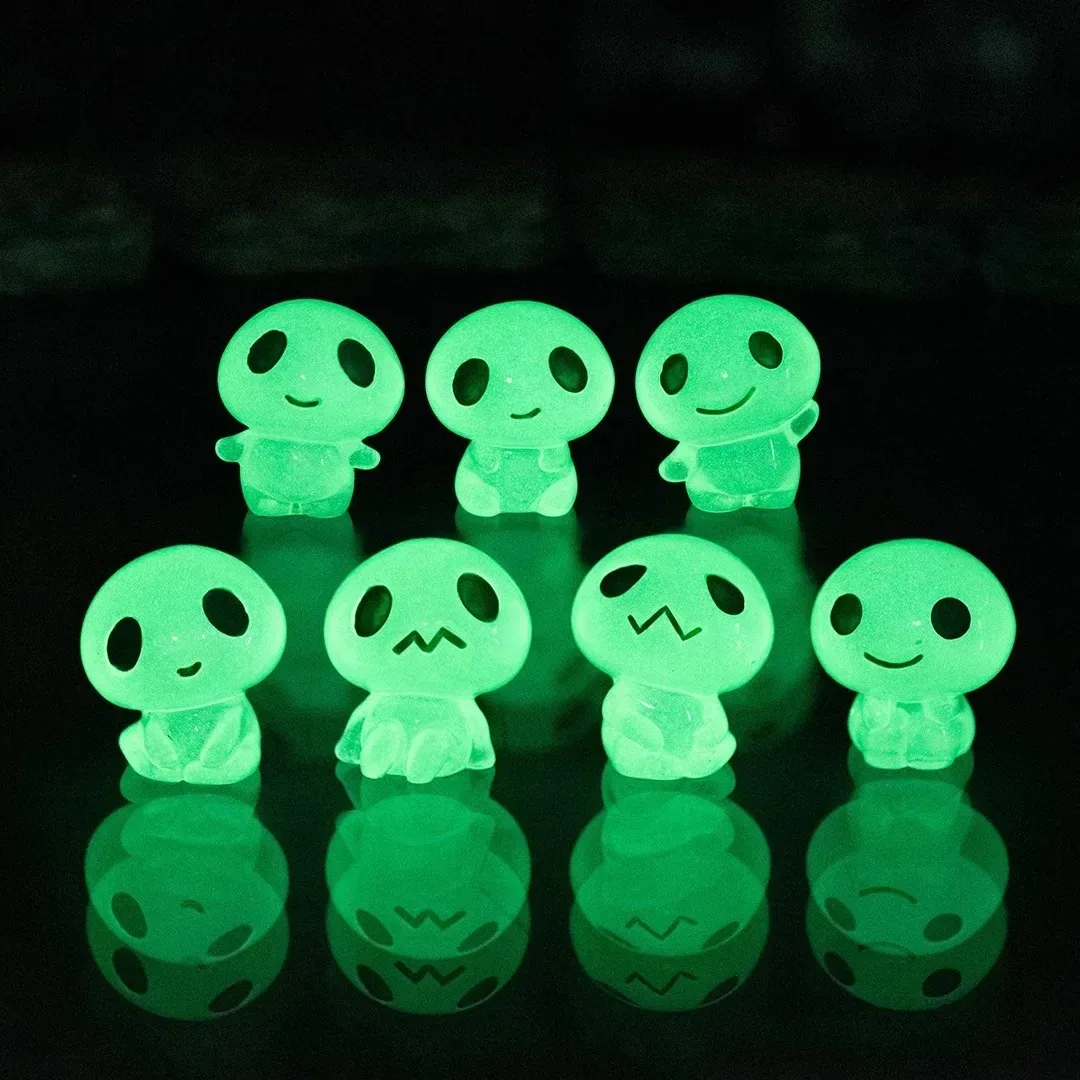 7Pcs Glow In The Dark Alien Resin Charms, Noctilucent Cartoon Alien Pendants for Necklace Keychain DIY, Party Gift Accessories view 3