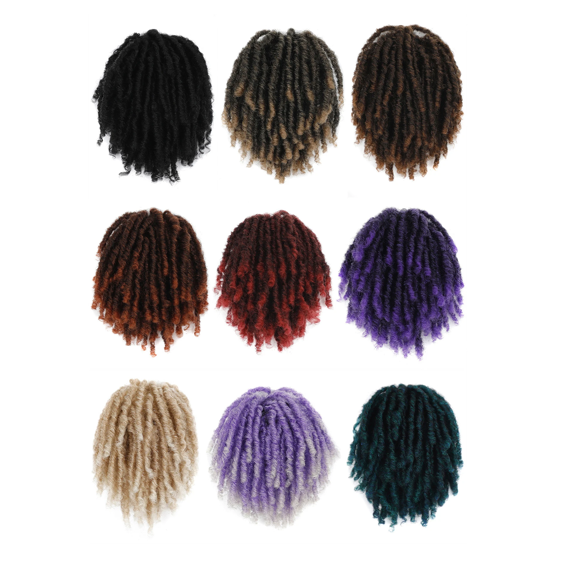 Belle Show Synthetic Dreadlock Ponytail Extensions 8 inch Short DreadLocks Bun Clips on Hair Ponytail Extension for Black Women