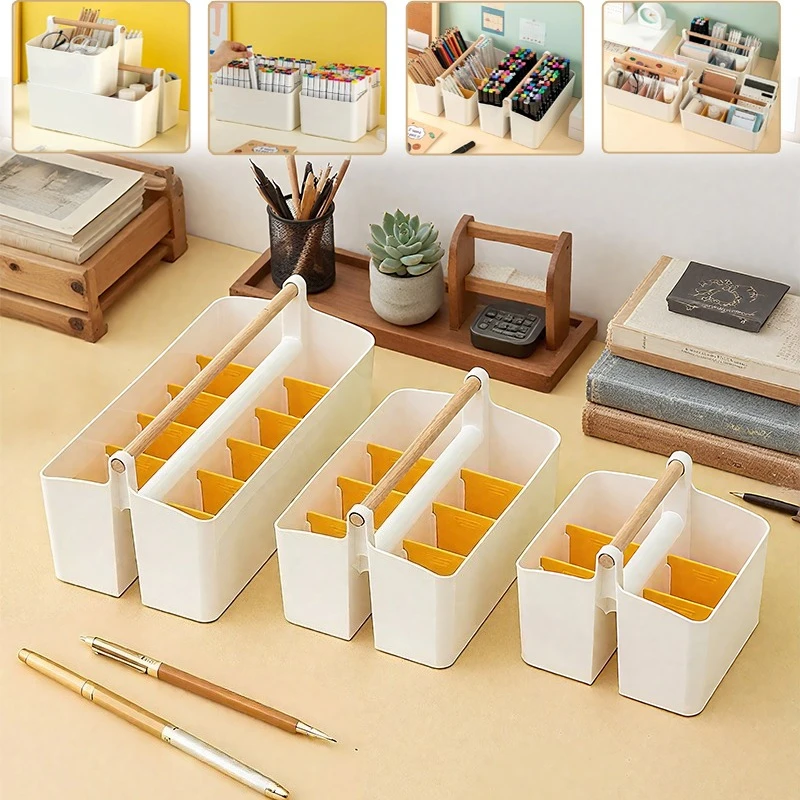 

Multifunctional Desktop Storage Holder Large Capacity Stackable Pen Holder Plastic Marker Pen Storage with Handle органайзер для