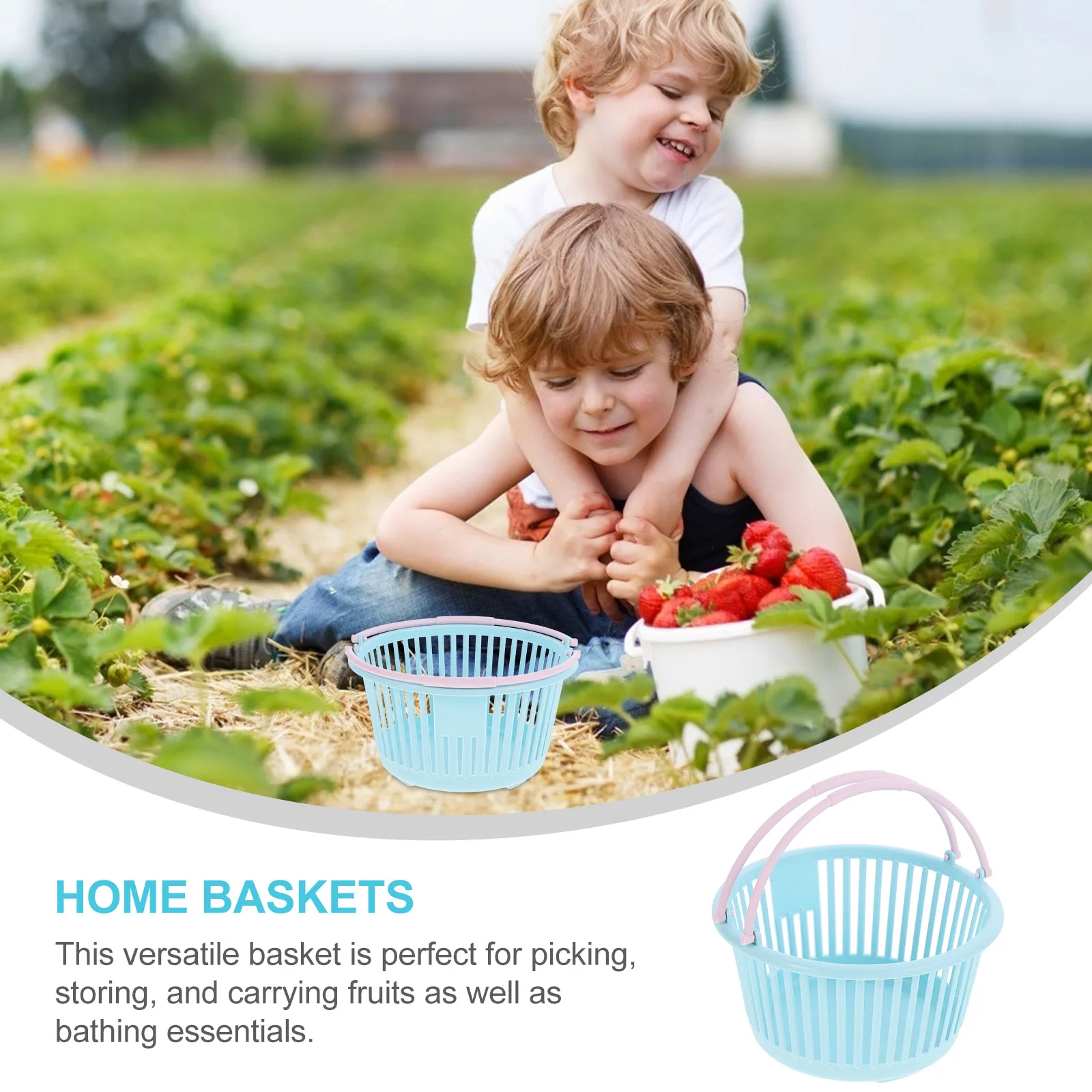 

Multifunctional Picking Basket Strawberry Mini Fruit Picnic Shopping Carrier Plastic Garden Small Handle Child Compact