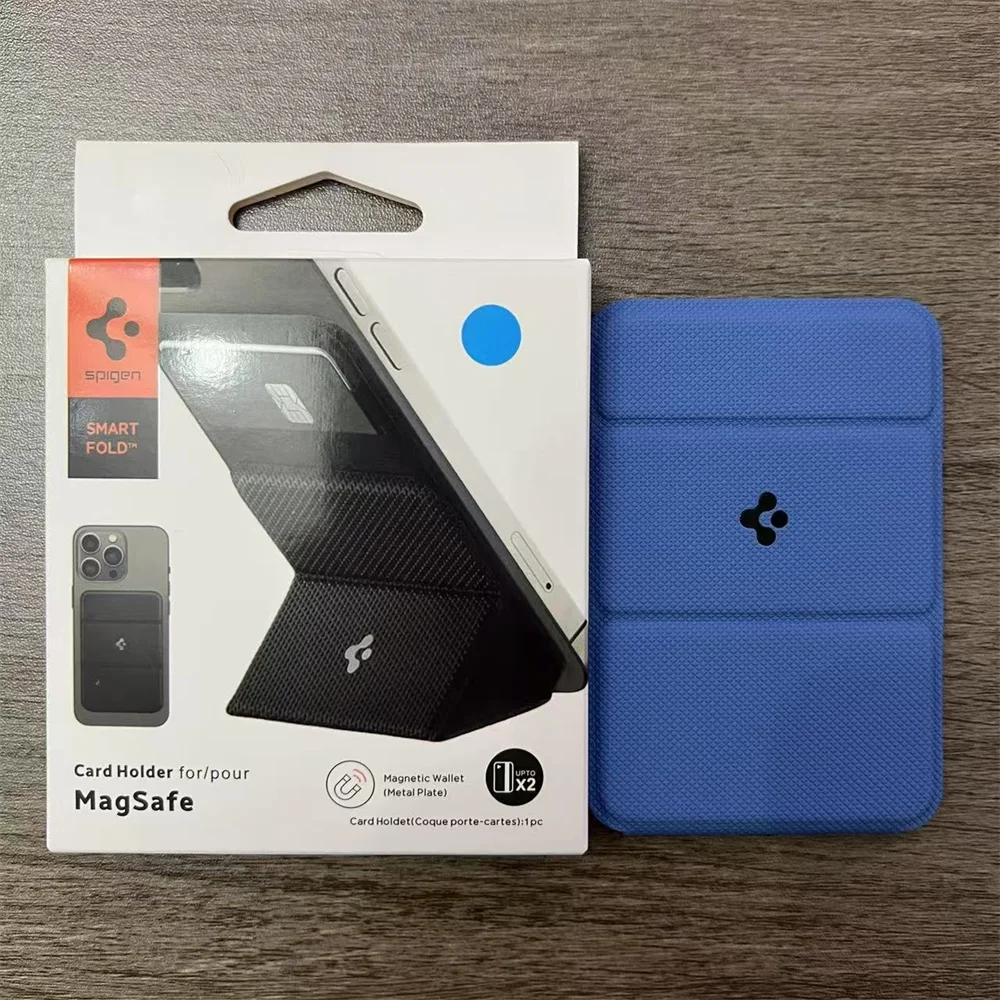 Original Spigen Leder-Faltmagnet-Matte-Wallet-Kartenhalter für MagSafe Kartenhalterung für iPhone 17 16 15 14 13 Pro Max Air