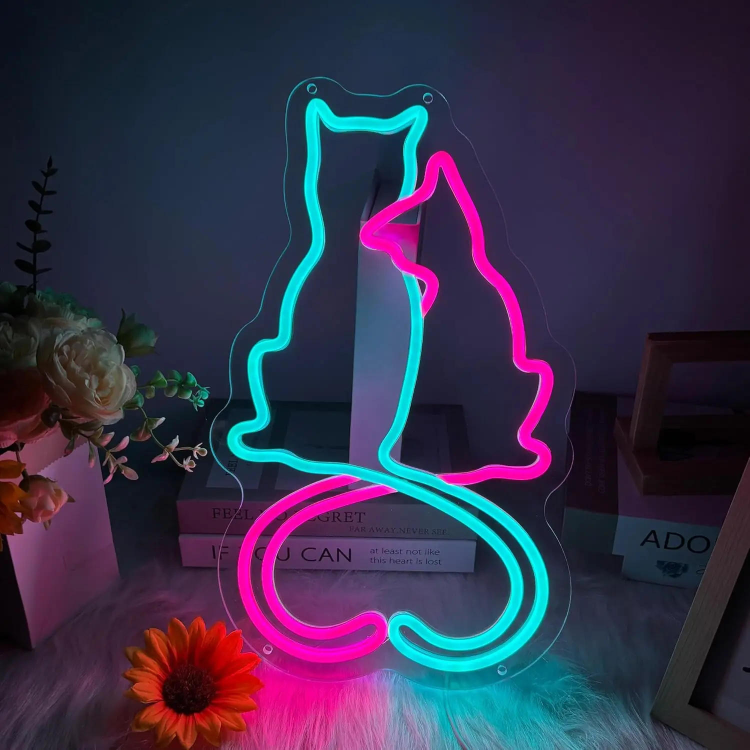 

Two Cat Neon Sign Dimmable Neon Lights for Bedroom Hotel Home Kids Room Wedding Party Decor Aesthetics Draw Birthday Gifts ﻿