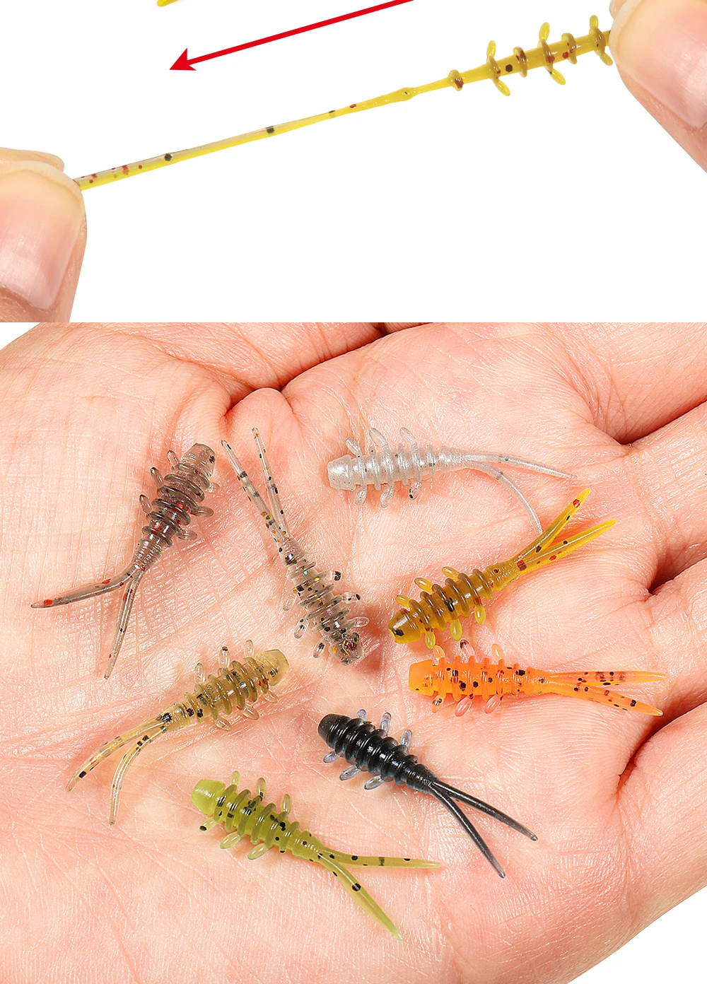 Palisander 25mm Micro Wurm Weiche Angeln Köder TPR Schwimmende Silikon Kunststoff Swimbait Softbait Für Fang Pferd Makrele 20 teile/schachtel – Detail 4