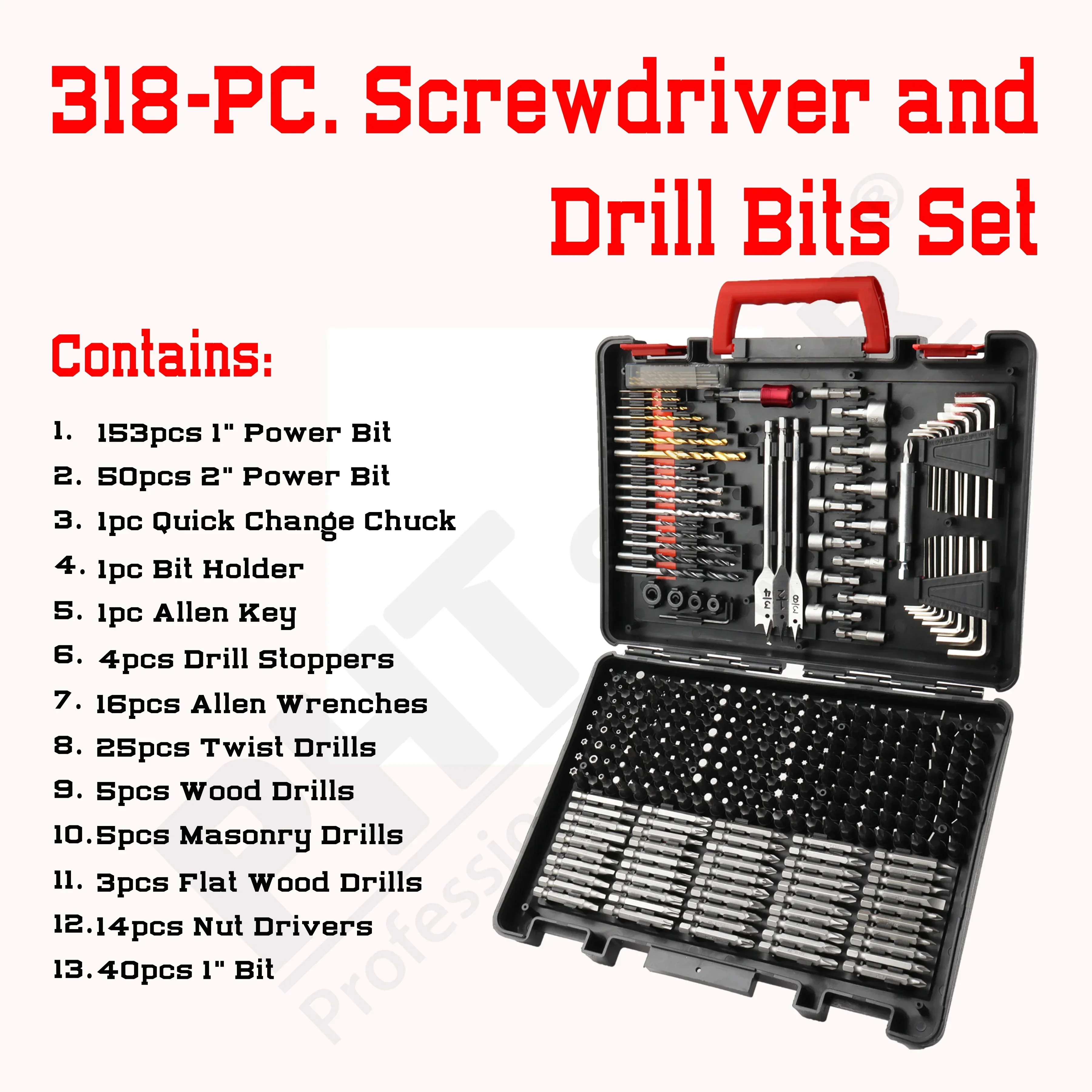 Drill Bit Set 318Pcs  for wood metal and concrete power tools kit electric drill hand tool box powerful repair parts