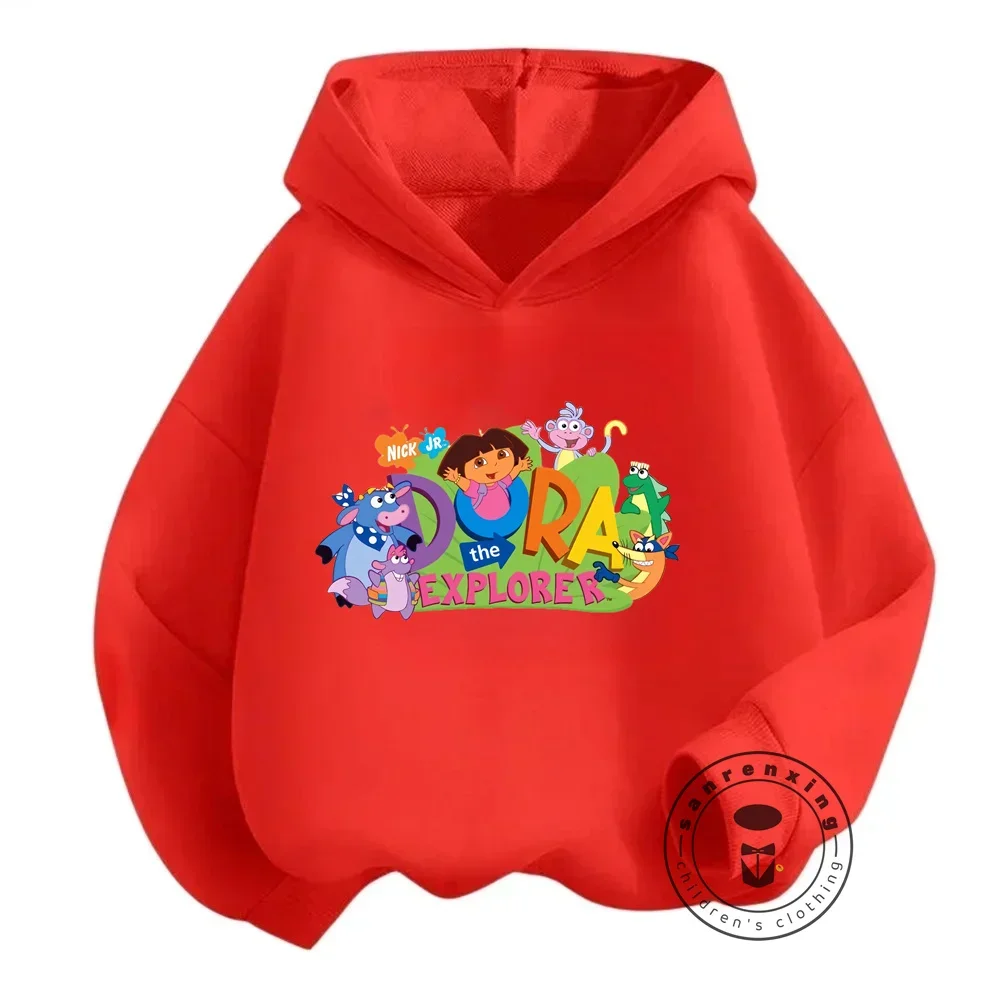 Fashion-Forward Dora The Explorer Fans Cozy Kid Hoodies with Vibrant Prints Inspiring Creativity Adventure during Spring Outings