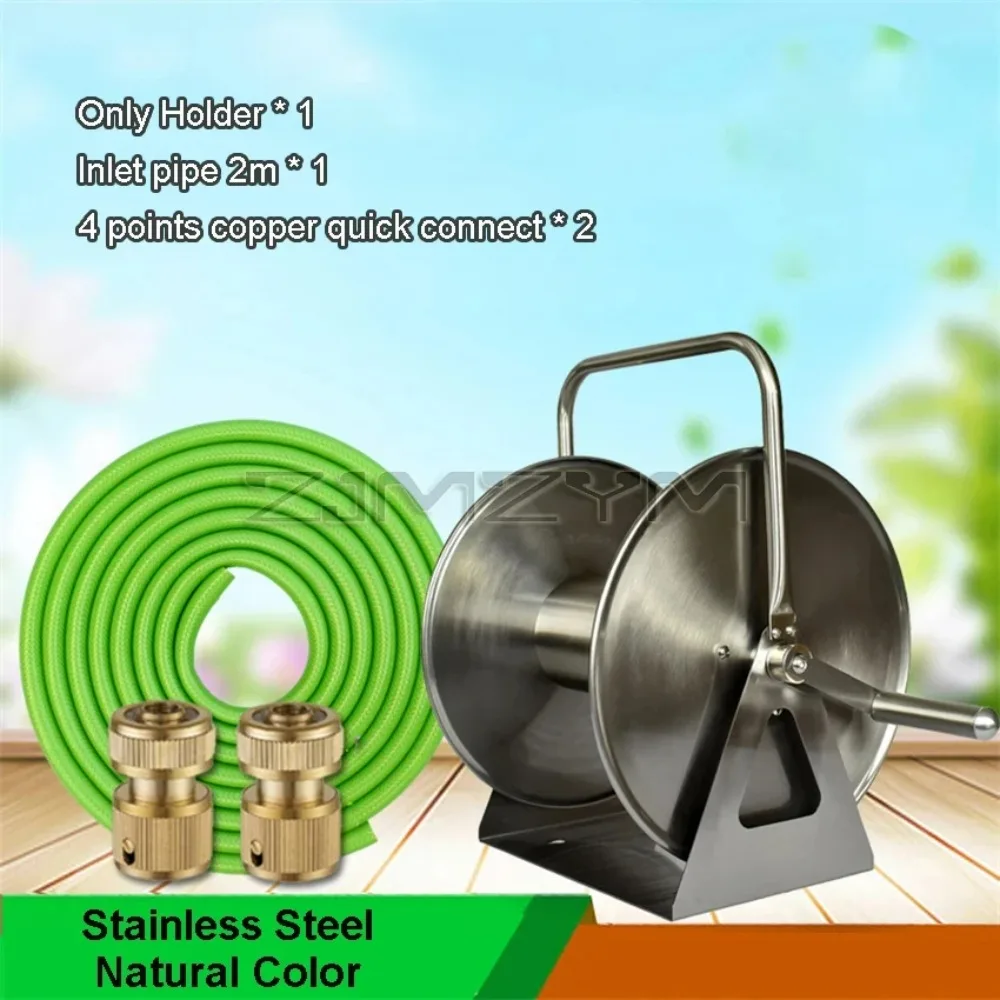 

Wall Mount Portable Water Hose Reel Heavy-Duty Stainless Steel Garden Irrigation Systems Holder Hose Car Wash Pipe RackWear Part