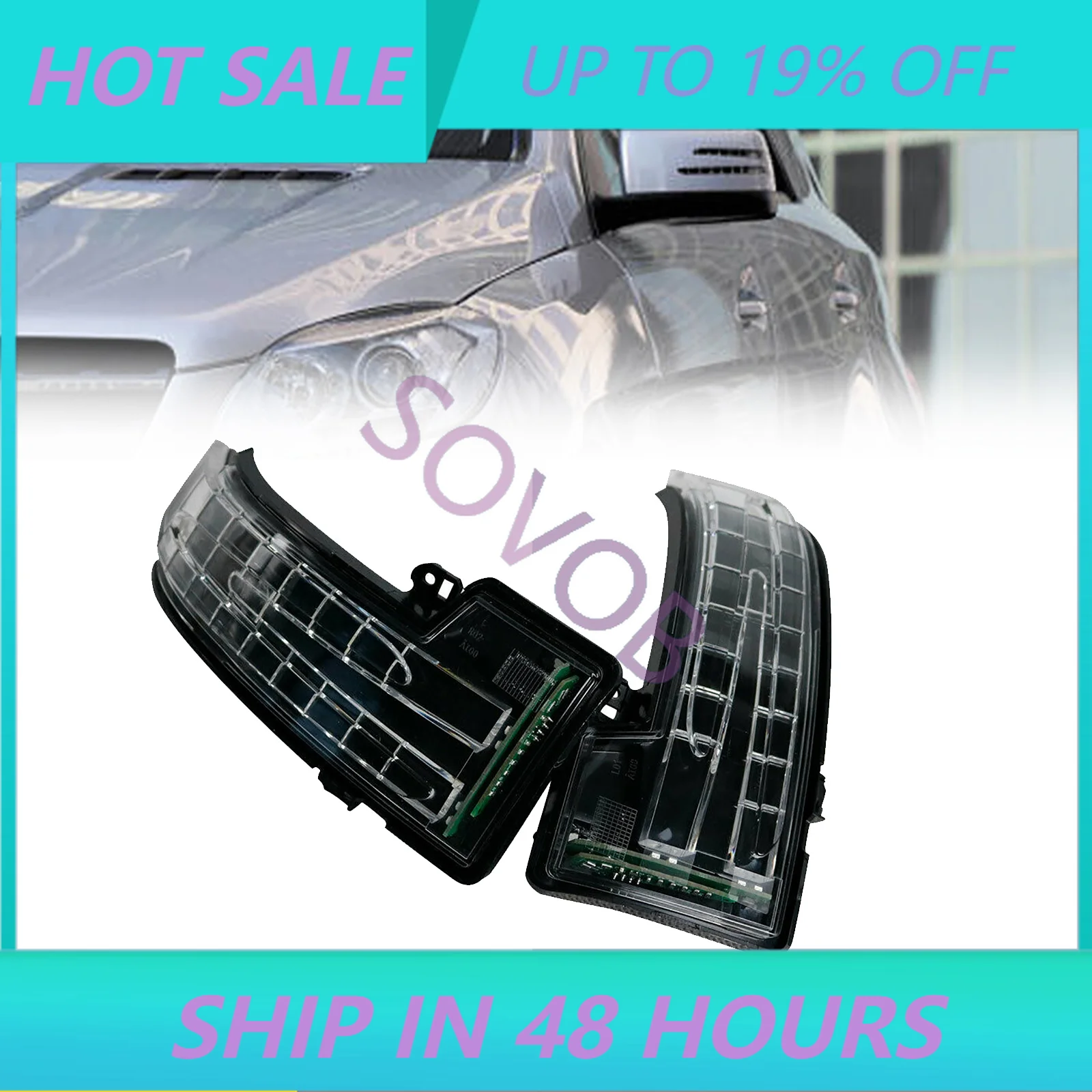 SOVOB For Mercedes-Benz G M R Class W463 W166 W251 X164 X166 GL GLS 2015-2019 Car LED Rearview Mirror Turn Signal Light Car Lamp