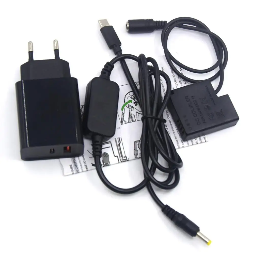 PD Charger USB Type C Power Cable+DMW-BLH7 Dummy Battery DCC15 DC Coupler For Lumix DMC-GM1 GM5 GF7 GF8 LX10 LX15 GF9KGK GF9XGK