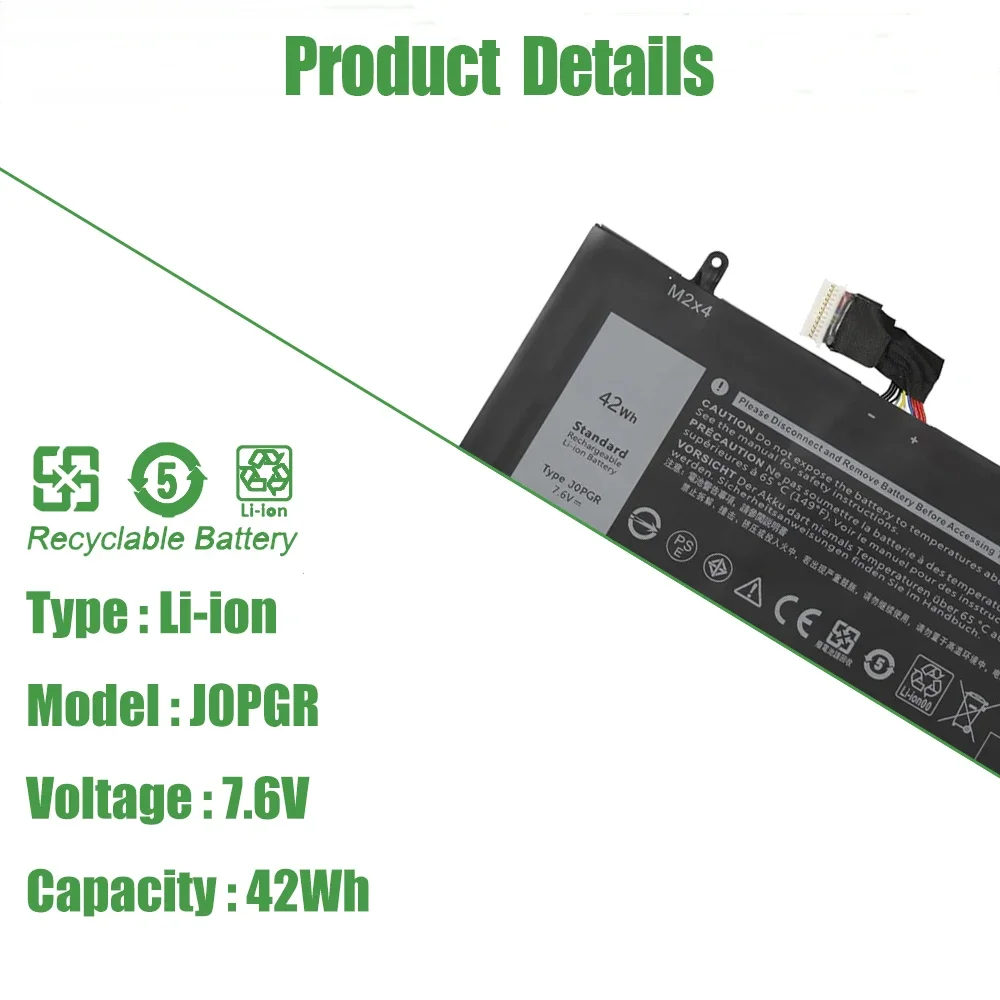 42Wh JOPGR Laptop Battery for Dell Latitude 12 5285 5290 2-in-1 T17G T17G001 T17G002 J0PGR