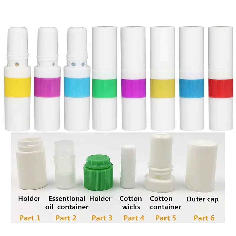 30/50/100pcs 2 in 1 Blank Nasal Inhaler Sticks Nasal Inhaler Blank Sticks Tubes for DIY Aroma Essential Oil with Cotton Wicks