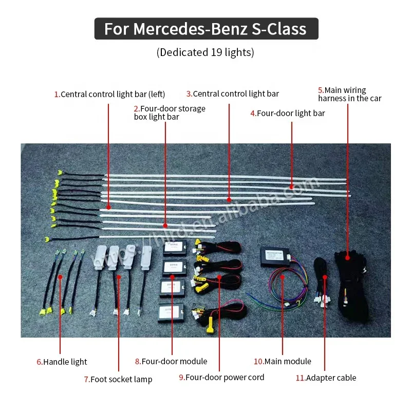 Bande lumineuse LED automobile pour Mercedes Benz Classe S W221, éclairage intérieur, lumière ambiante de voiture, accessoires de décoration, qualité supérieure, 2009-2013