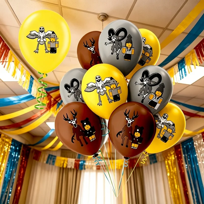 12-teiliges ROBLOXED 99 Nächte im Wald Latex-Ballon-Set Geburtstags-Themenparty-Dekorationszubehör für die Schaffung einer warmen Atmosphäre – Detail 6