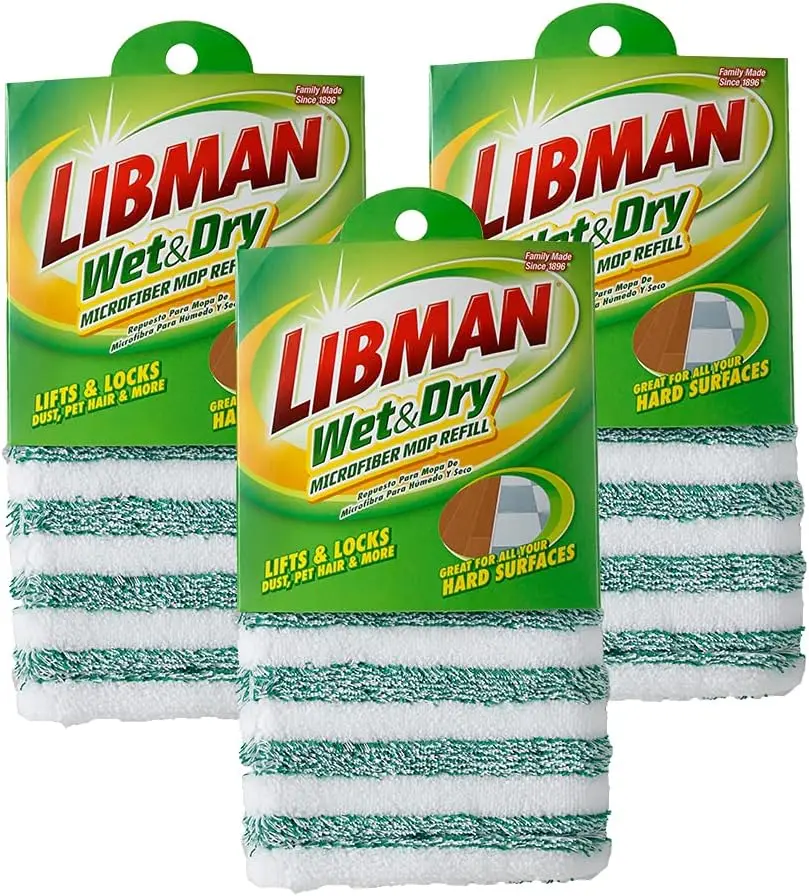 

Сменные насадки для швабры Libman Wet & Dry из микрофибры | Швабра для уборки пыли с твердых полов | Швабра для стен | Швабры для уборки пола | 3 Total Microfi