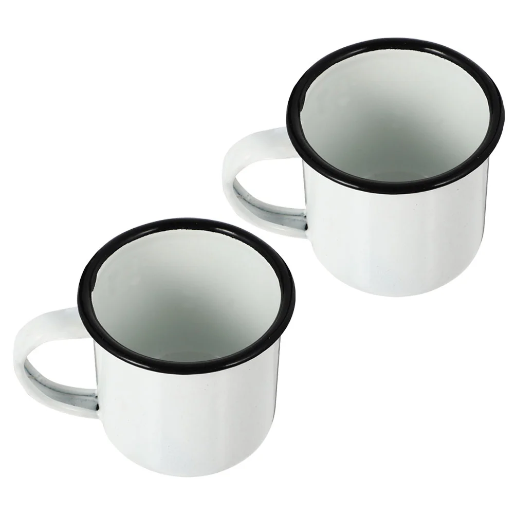 2 Pcs Old Retro Drinking Glass Exquisite Water Mugs Iron Coffee Handheld Cups Metal Style Small Portable Shop