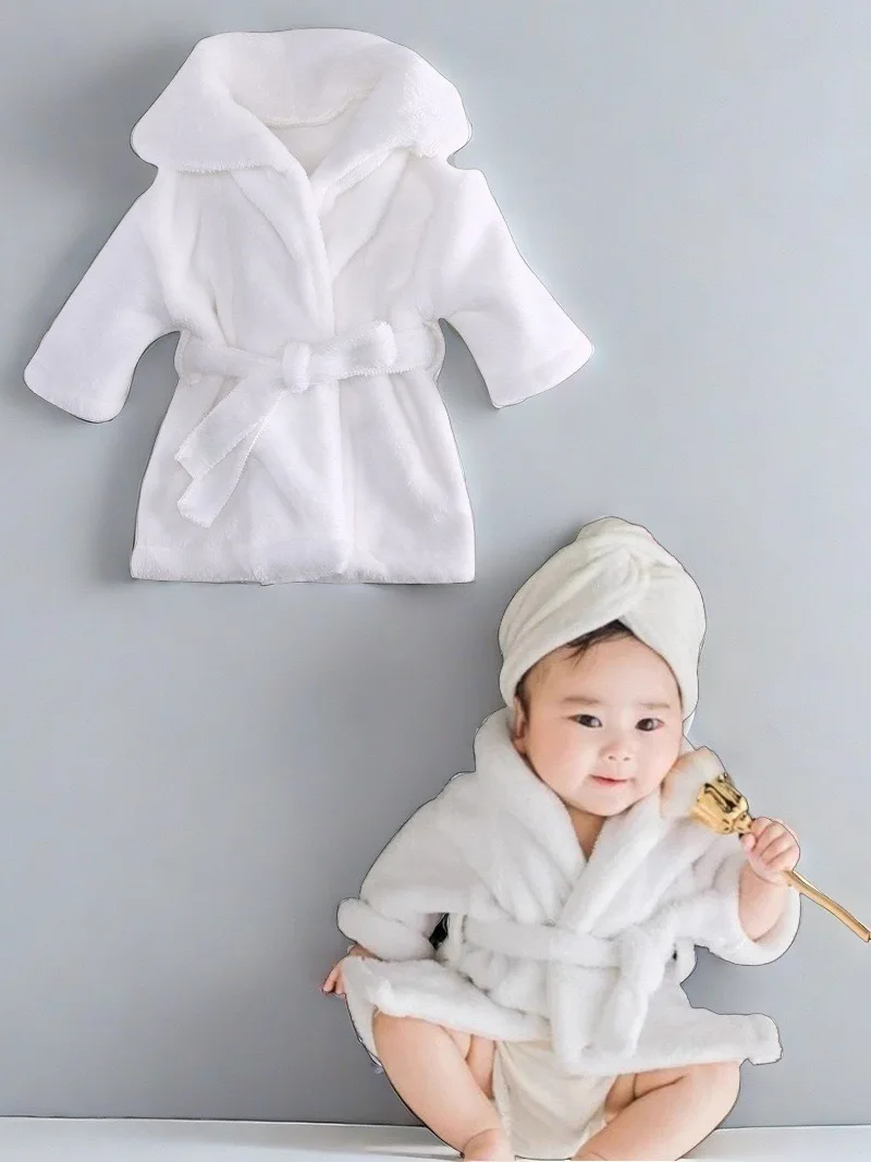 Newborn photography bathrobe, baby bath pajamas, studio photo shoot clothing, baby thickened coral fleece bathrobe pajamas