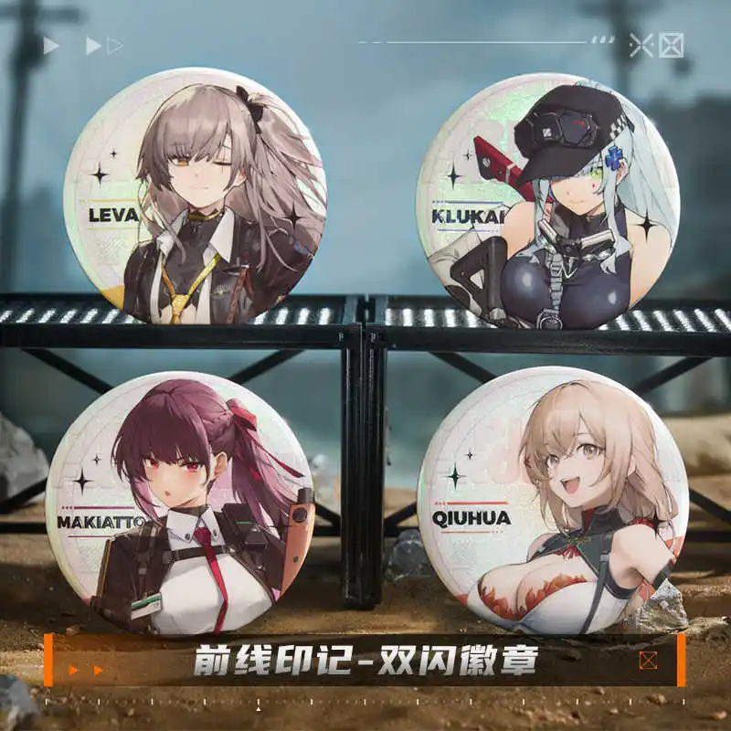 Official GIRLS' Frontline 2:EX Exilium Leva Klukai Qiuhua Makiatto Badge Button Brooch Pins Accessories Anime Figure view 2